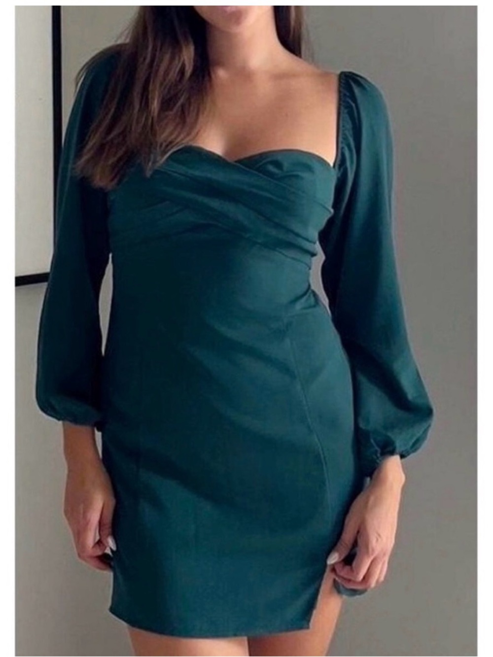 Abercrombie & Fitch Emerald Green Sweetheart Long Sleeve Mini Dress Sz SP